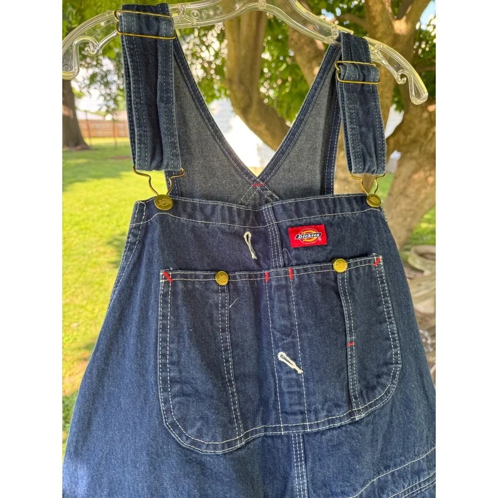 Dickies Bib Overalls Men's 38x32 Blue Denim Carpenter 2014 Made Mexico Zip Fly